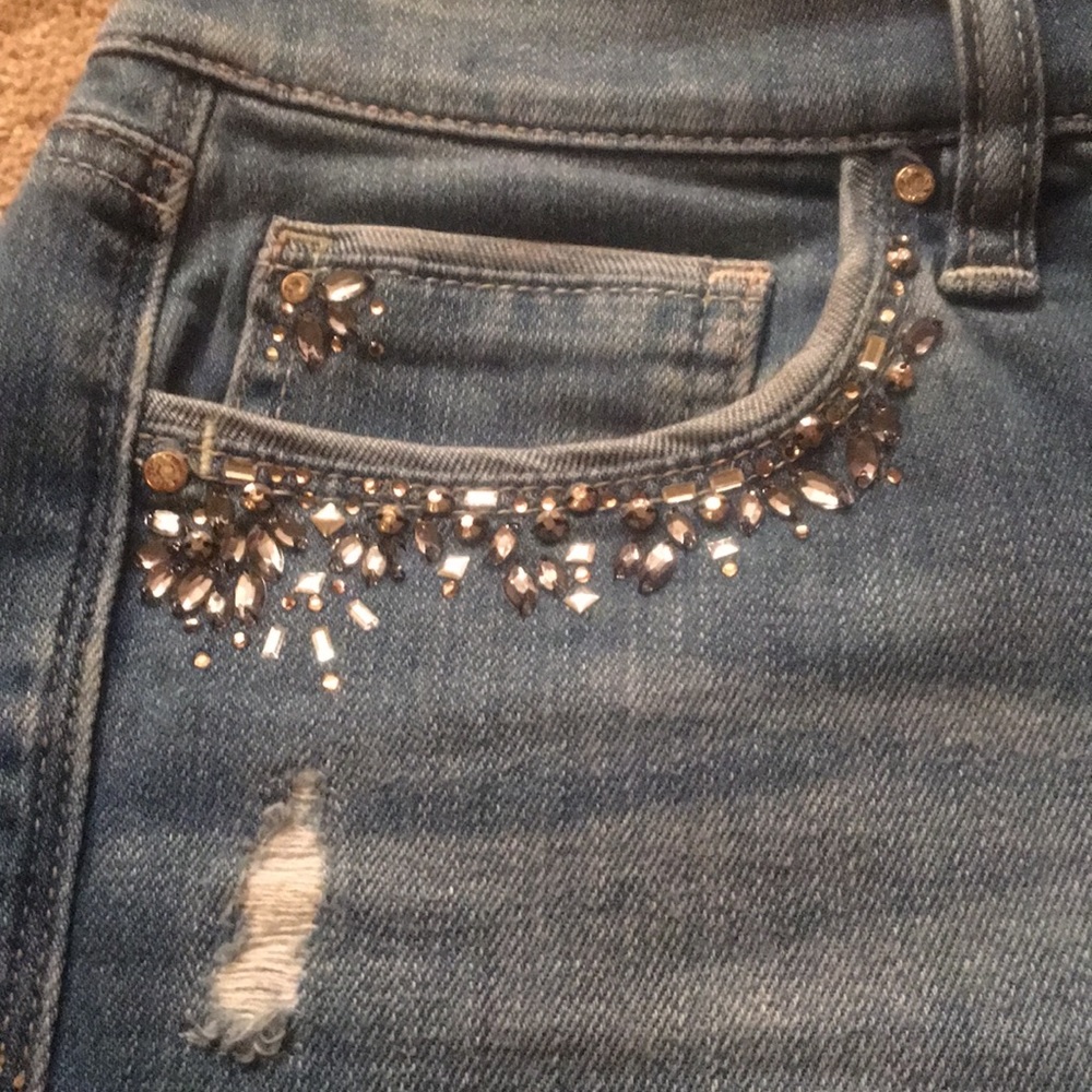 WHBL Distressed Rhinestone Jeans - Picture 2 of 6